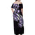 Plumeria Tribal Tattoo Family Matching Off Shoulder Maxi Dress and Hawaiian Shirt Purple Polynesian Pattern