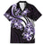 Plumeria Tribal Tattoo Family Matching Short Sleeve Bodycon Dress and Hawaiian Shirt Purple Polynesian Pattern