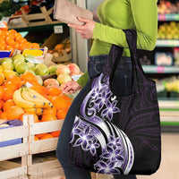 Plumeria Tribal Tattoo Grocery Bag Purple Polynesian Pattern LT9 - Polynesian Pride