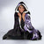 Plumeria Tribal Tattoo Hooded Blanket Purple Polynesian Pattern