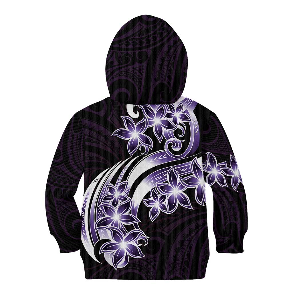 Plumeria Tribal Tattoo Kid Hoodie Purple Polynesian Pattern LT9 - Polynesian Pride