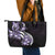 Plumeria Tribal Tattoo Leather Tote Bag Purple Polynesian Pattern