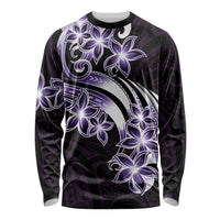 Plumeria Tribal Tattoo Long Sleeve Shirt Purple Polynesian Pattern LT9 Unisex Purple - Polynesian Pride