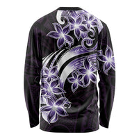 Plumeria Tribal Tattoo Long Sleeve Shirt Purple Polynesian Pattern LT9 - Polynesian Pride