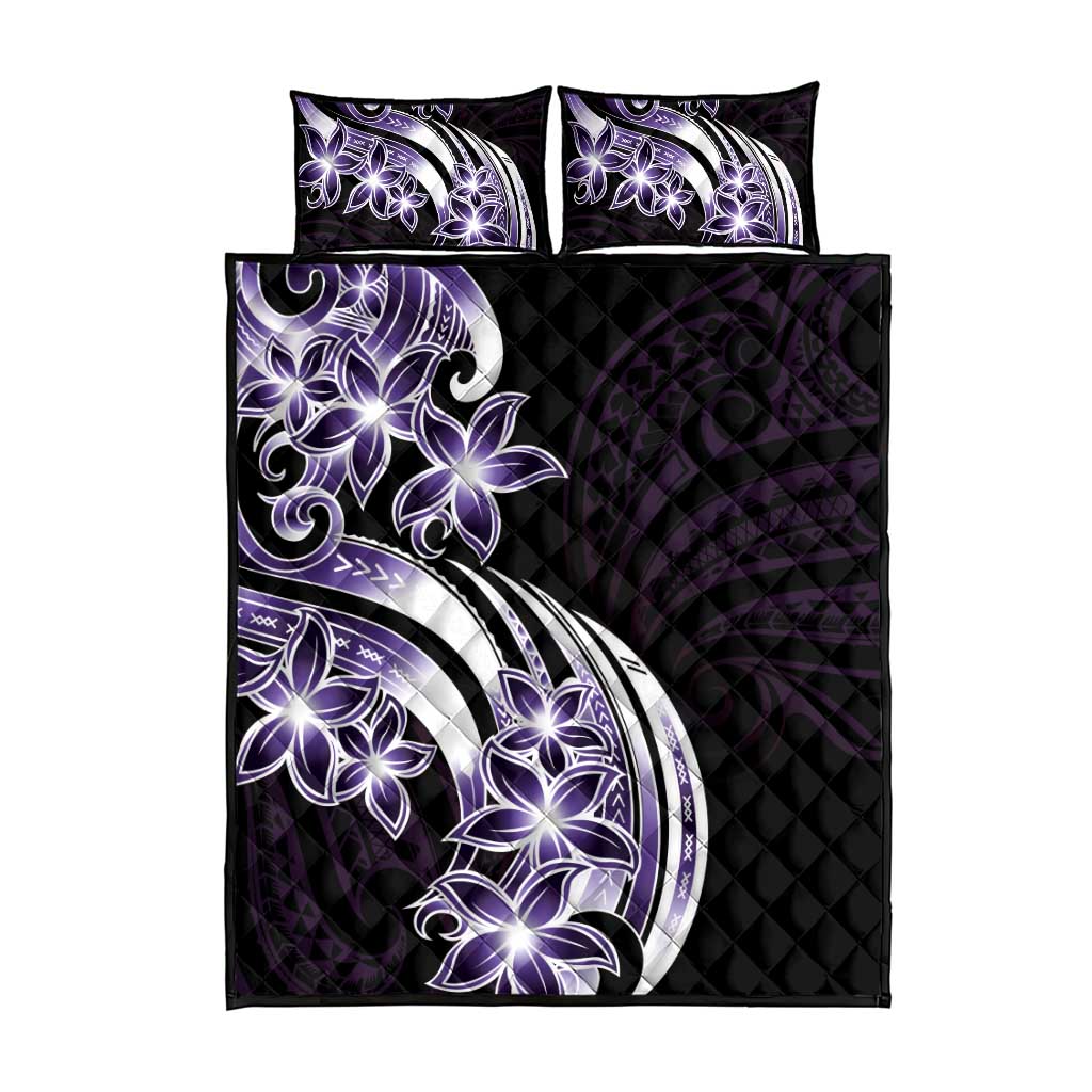 Plumeria Tribal Tattoo Quilt Bed Set Purple Polynesian Pattern LT9 - Polynesian Pride