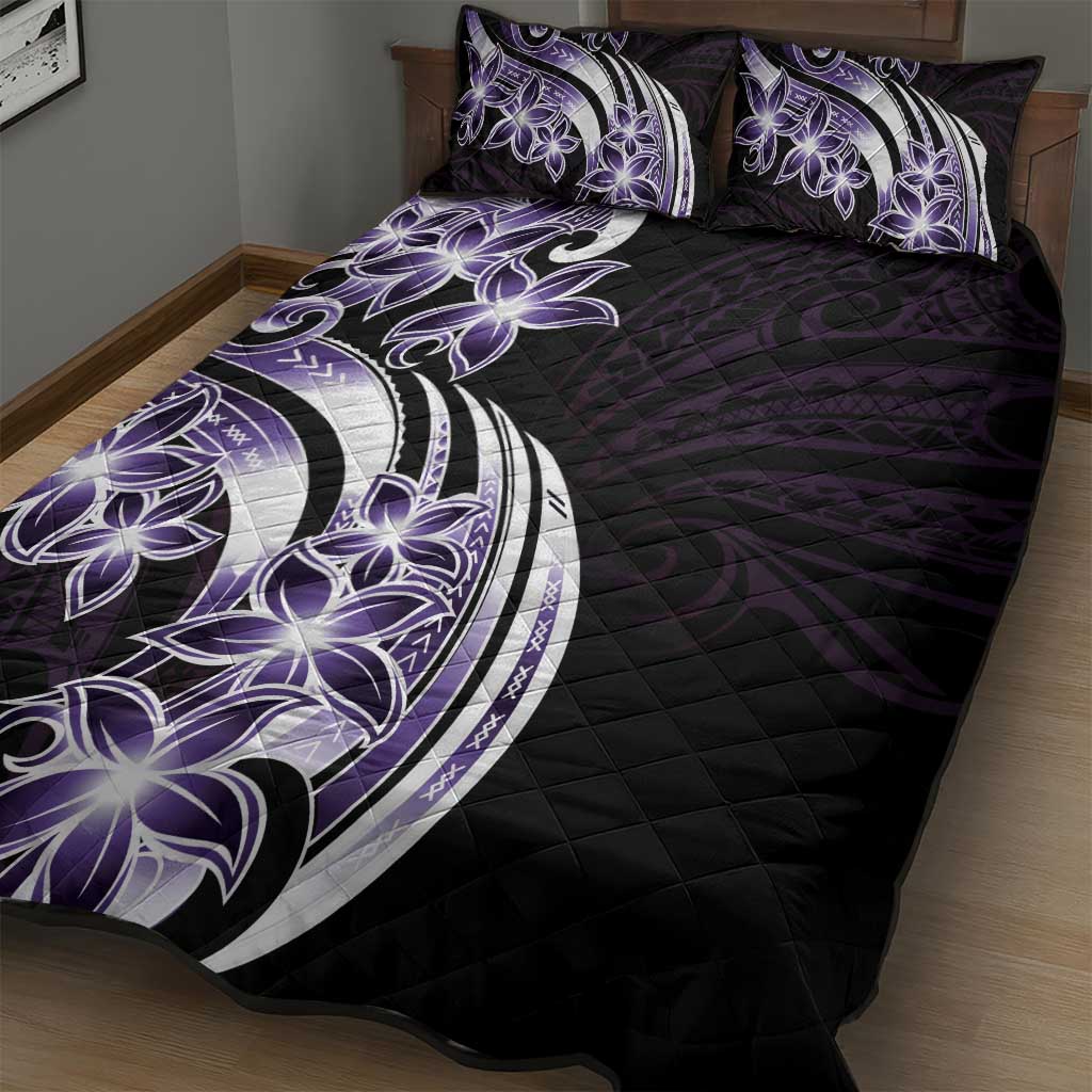 Plumeria Tribal Tattoo Quilt Bed Set Purple Polynesian Pattern LT9 - Polynesian Pride