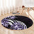 Plumeria Tribal Tattoo Round Carpet Purple Polynesian Pattern