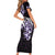 Plumeria Tribal Tattoo Short Sleeve Bodycon Dress Purple Polynesian Pattern