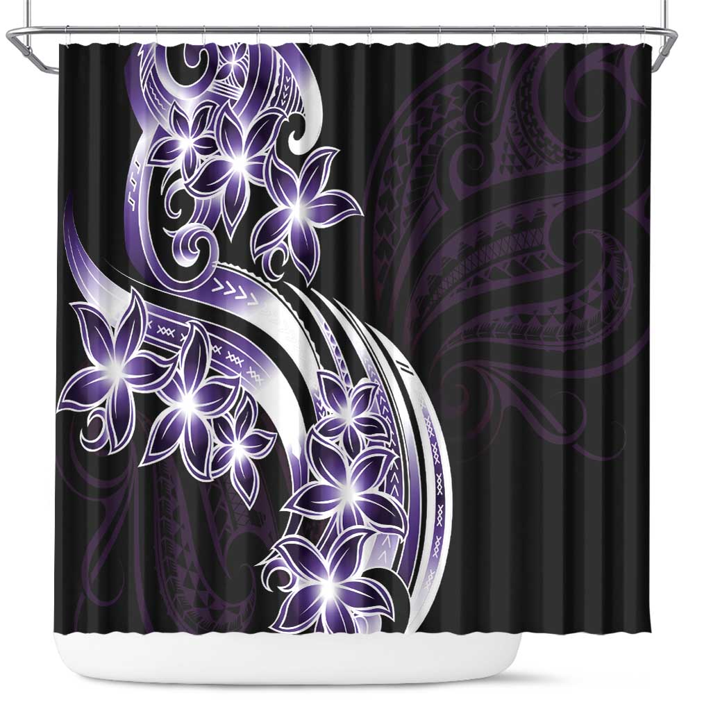 Plumeria Tribal Tattoo Shower Curtain Purple Polynesian Pattern LT9 Purple - Polynesian Pride