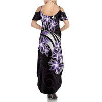 Plumeria Tribal Tattoo Summer Maxi Dress Purple Polynesian Pattern LT9 - Polynesian Pride