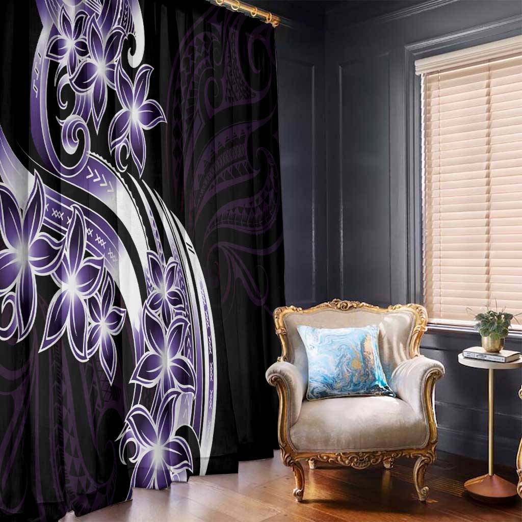 Plumeria Tribal Tattoo Window Curtain Purple Polynesian Pattern LT9 - Polynesian Pride