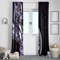 Plumeria Tribal Tattoo Window Curtain Purple Polynesian Pattern LT9 - Polynesian Pride