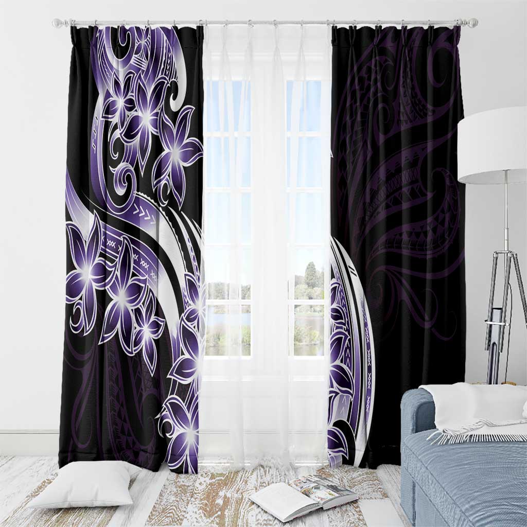 Plumeria Tribal Tattoo Window Curtain Purple Polynesian Pattern LT9 - Polynesian Pride