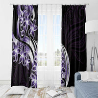 Plumeria Tribal Tattoo Window Curtain Purple Polynesian Pattern LT9 - Polynesian Pride