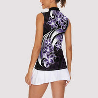 Plumeria Tribal Tattoo Women Sleeveless Polo Shirt Purple Polynesian Pattern LT9 - Polynesian Pride