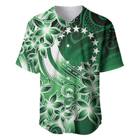 Cook Islands Tattoo Baseball Jersey Plumeria Polynesian Pattern LT9 Green - Polynesian Pride