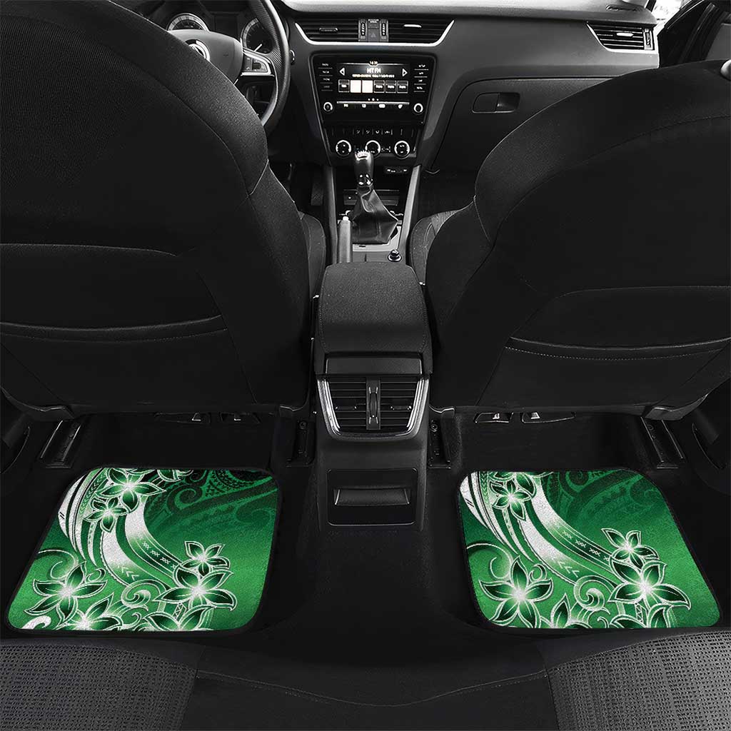 Cook Islands Tattoo Car Mats Plumeria Polynesian Pattern LT9 Set 2pcs - Back Green - Polynesian Pride