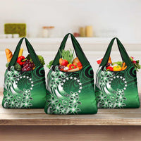 Cook Islands Tattoo Grocery Bag Plumeria Polynesian Pattern LT9 3-pack One Size Green - Polynesian Pride