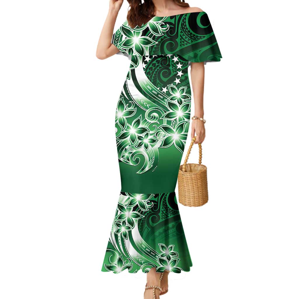 Cook Islands Tattoo Mermaid Dress Plumeria Polynesian Pattern LT9 Women Green - Polynesian Pride