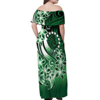 Cook Islands Tattoo Off Shoulder Maxi Dress Plumeria Polynesian Pattern LT9 - Polynesian Pride