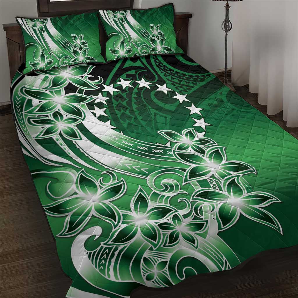 Cook Islands Tattoo Quilt Bed Set Plumeria Polynesian Pattern LT9 Green - Polynesian Pride