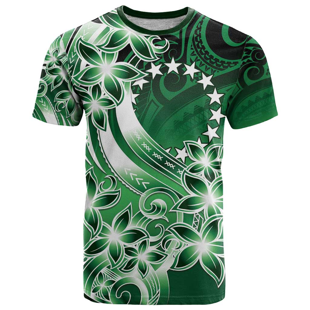 Cook Islands Tattoo T Shirt Plumeria Polynesian Pattern LT9 Green - Polynesian Pride