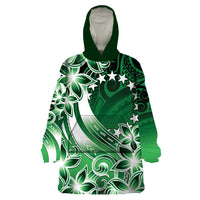 Cook Islands Tattoo Wearable Blanket Hoodie Plumeria Polynesian Pattern LT9 One Size Green - Polynesian Pride