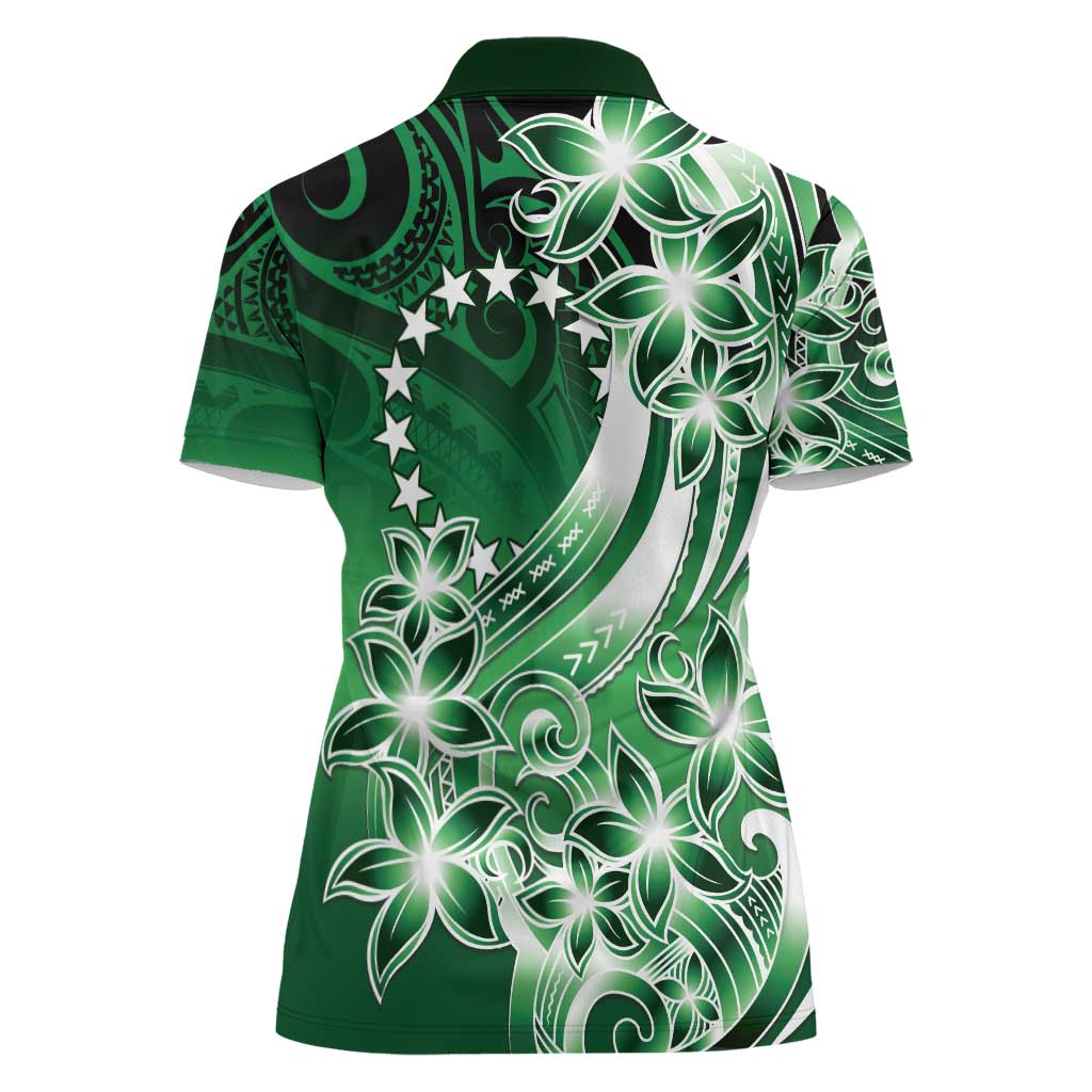 Cook Islands Tattoo Women Polo Shirt Plumeria Polynesian Pattern LT9 - Polynesian Pride