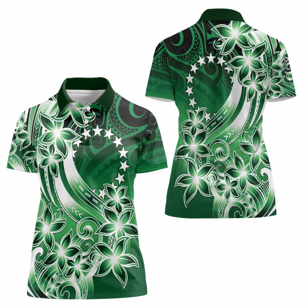 Cook Islands Tattoo Women Polo Shirt Plumeria Polynesian Pattern LT9 - Polynesian Pride