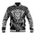 New Zealand Rugby Baseball Jacket Silver Fern All Black Mix Ta Moko White Style LT9 Unisex White - Polynesian Pride