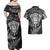 New Zealand Rugby Couples Matching Off Shoulder Maxi Dress and Hawaiian Shirt Silver Fern All Black Mix Ta Moko White Style LT9 - Polynesian Pride