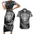 New Zealand Rugby Couples Matching Short Sleeve Bodycon Dress and Hawaiian Shirt Silver Fern All Black Mix Ta Moko White Style LT9 White - Polynesian Pride