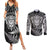 New Zealand Rugby Couples Matching Summer Maxi Dress and Long Sleeve Button Shirts Silver Fern All Black Mix Ta Moko White Style LT9 White - Polynesian Pride