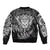 New Zealand Rugby Sleeve Zip Bomber Jacket Silver Fern All Black Mix Ta Moko White Style LT9 - Polynesian Pride