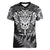 New Zealand Rugby Women V Neck T Shirt Silver Fern All Black Mix Ta Moko White Style LT9 Female White - Polynesian Pride