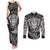 Personalised New Zealand Rugby Couples Matching Tank Maxi Dress and Long Sleeve Button Shirts Silver Fern All Black Mix Ta Moko White Style LT9 White - Polynesian Pride