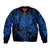 New Zealand Rugby Bomber Jacket Silver Fern All Black Mix Ta Moko Blue Style LT9 Unisex Blue - Polynesian Pride