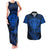 New Zealand Rugby Couples Matching Tank Maxi Dress and Hawaiian Shirt Silver Fern All Black Mix Ta Moko Blue Style LT9 Blue - Polynesian Pride