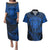 Personalised New Zealand Rugby Couples Matching Puletasi Dress and Hawaiian Shirt Silver Fern All Black Mix Ta Moko Blue Style LT9 Blue - Polynesian Pride