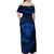 Personalised New Zealand Rugby Off Shoulder Maxi Dress Silver Fern All Black Mix Ta Moko Blue Style LT9 - Polynesian Pride