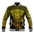 New Zealand Rugby Baseball Jacket Silver Fern All Black Mix Ta Moko Gold Style LT9 Unisex Gold - Polynesian Pride