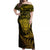 New Zealand Rugby Off Shoulder Maxi Dress Silver Fern All Black Mix Ta Moko Gold Style LT9 Women Gold - Polynesian Pride