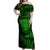 New Zealand Rugby Off Shoulder Maxi Dress Silver Fern All Black Mix Ta Moko Green Style LT9 Women Green - Polynesian Pride