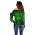 New Zealand Rugby Off Shoulder Sweater Silver Fern All Black Mix Ta Moko Green Style LT9 - Polynesian Pride