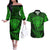 New Zealand Rugby Couples Matching Off The Shoulder Long Sleeve Dress and Hawaiian Shirt Silver Fern All Black Mix Ta Moko Green Style LT9 Green - Polynesian Pride