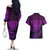 New Zealand Rugby Couples Matching Off The Shoulder Long Sleeve Dress and Hawaiian Shirt Silver Fern All Black Mix Ta Moko Purple Style LT9 - Polynesian Pride