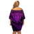 New Zealand Rugby Off Shoulder Short Dress Silver Fern All Black Mix Ta Moko Purple Style LT9 - Polynesian Pride