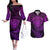 Personalised New Zealand Rugby Couples Matching Off The Shoulder Long Sleeve Dress and Hawaiian Shirt Silver Fern All Black Mix Ta Moko Purple Style LT9 Purple - Polynesian Pride