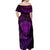 Personalised New Zealand Rugby Off Shoulder Maxi Dress Silver Fern All Black Mix Ta Moko Purple Style LT9 - Polynesian Pride