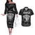 Personalised New Zealand Rugby Couples Matching Off The Shoulder Long Sleeve Dress and Hawaiian Shirt Aotearoa Ka Mate Haka All Black Mix Ta Moko White Style LT9 White - Polynesian Pride